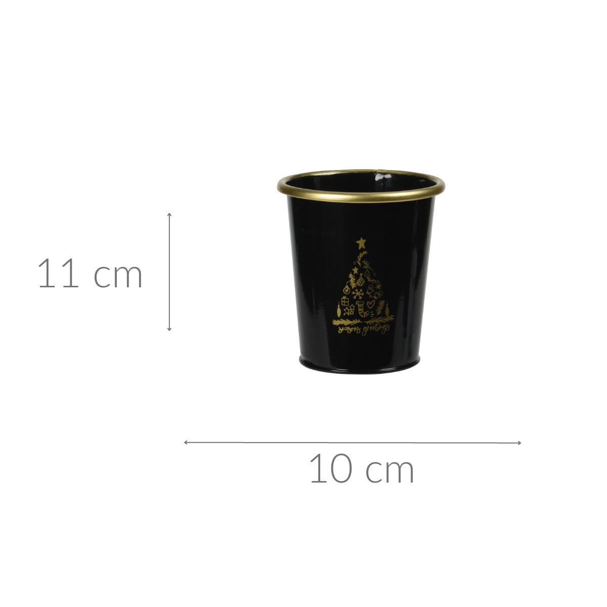 METALLEIMER Weihnachten Schwarz 10/11 cm - Schwarz, Metall (10/11/10cm) - Home Styling Collection