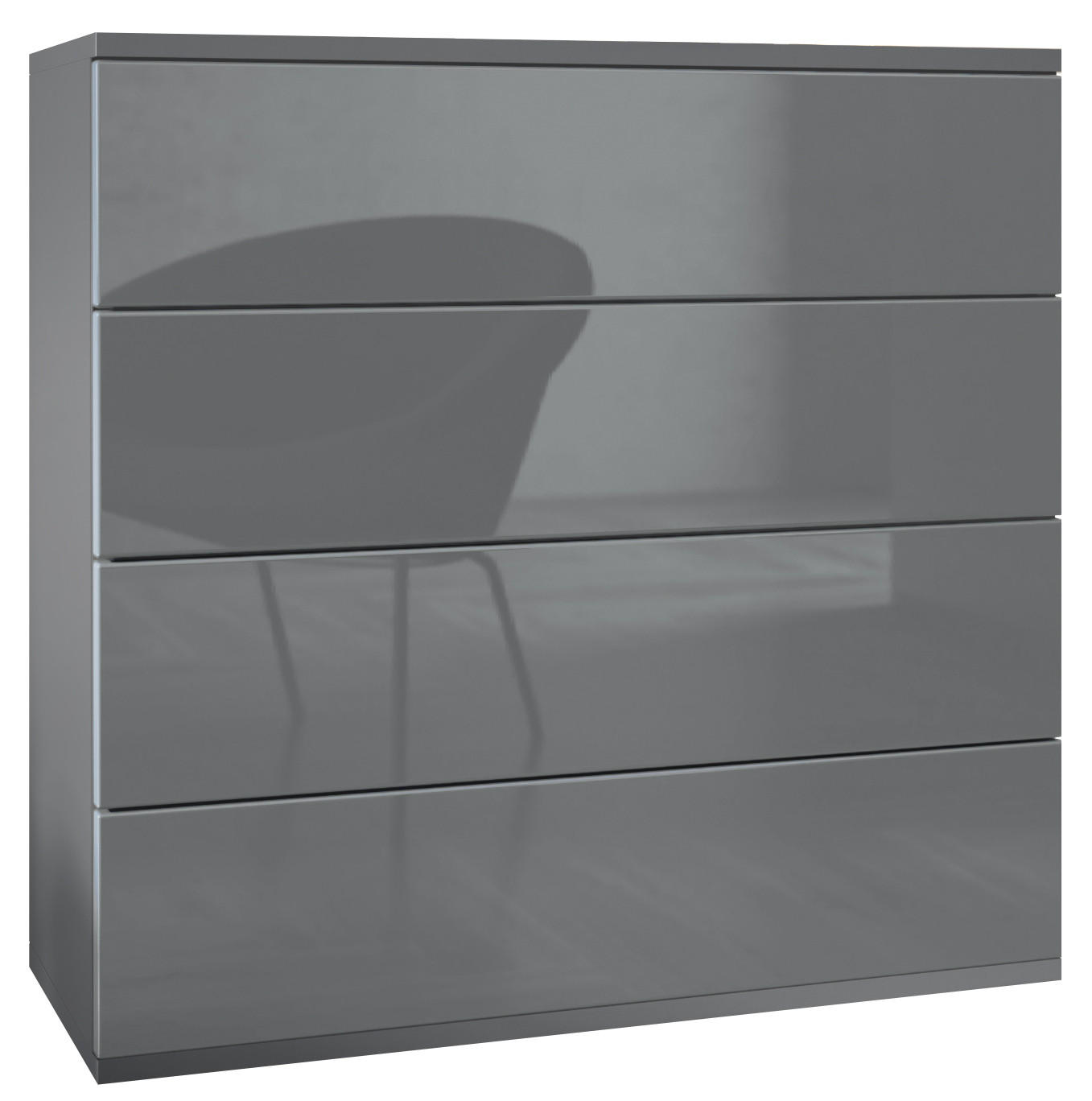 KOMMODE Pavos Grau Hochglanz - Grau, Holzwerkstoff (76/76/35cm) - Vladon