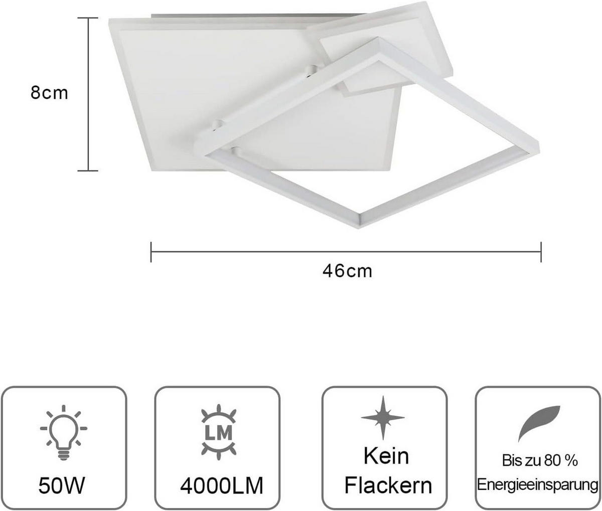 LED-DECKENLEUCHTE Maximi 46/46/8 cm - Weiß, Metall (46/46/8cm) - Nettlife