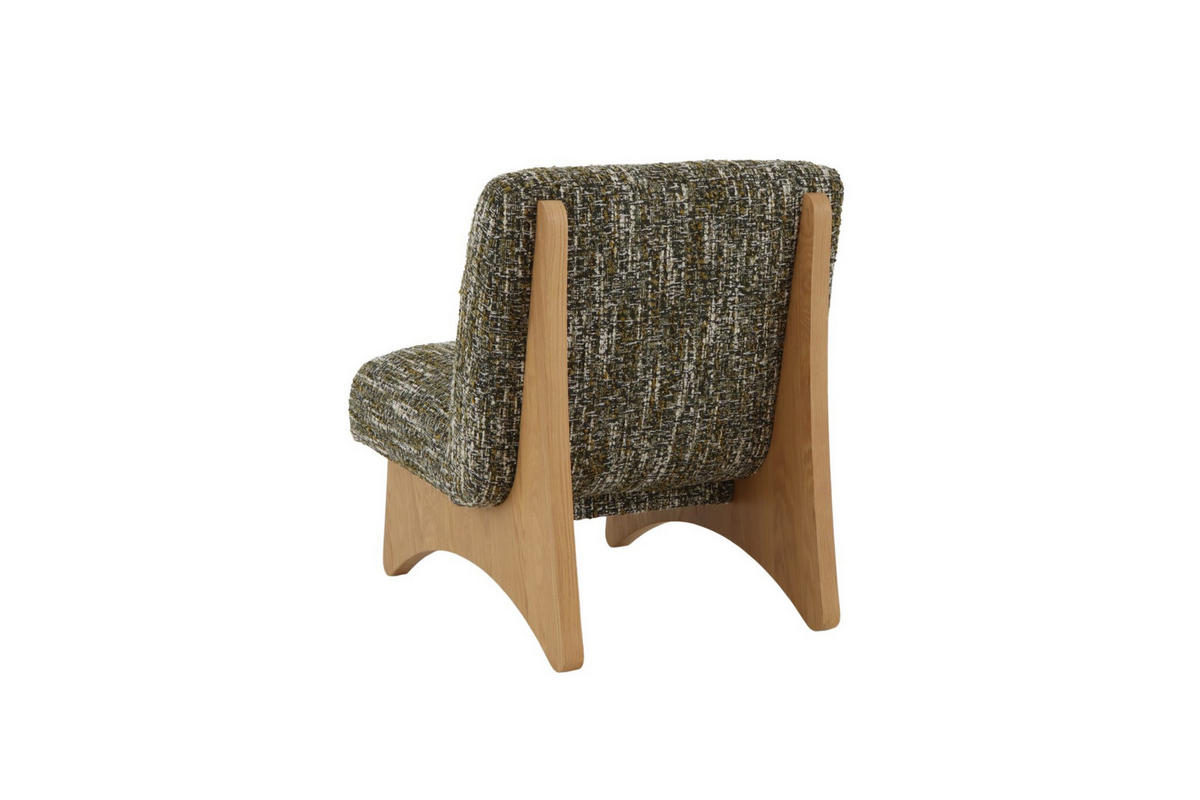 SESSEL Tommy, Natur Massiveiche + grüner Stoff - Grün, Holz (73/86/88cm) - WOODEK