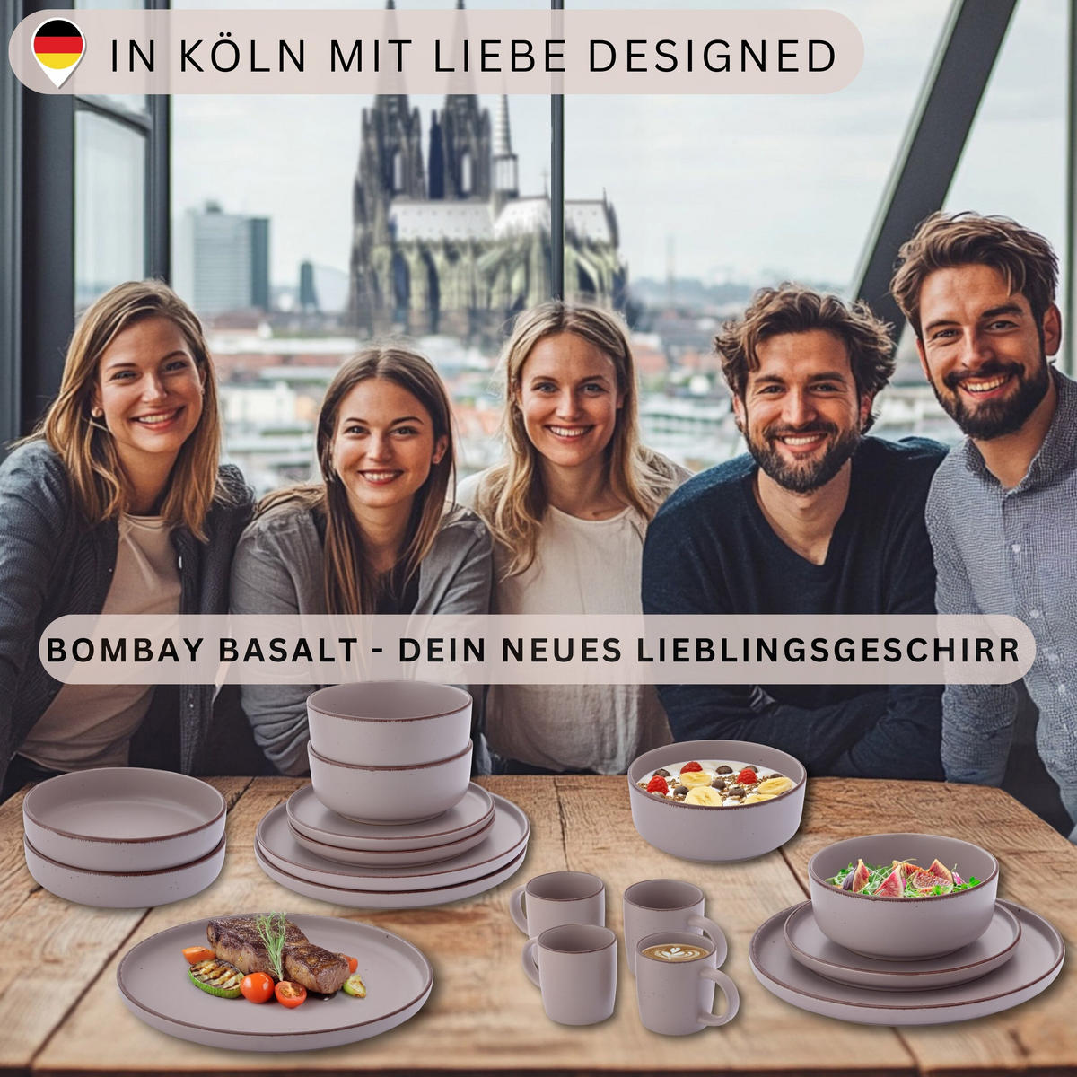 KOMBISERVICE BOMBAY BASALT - 20 teilig aus Steingut - Lila, Stein (27/9.5/27cm) - Sänger