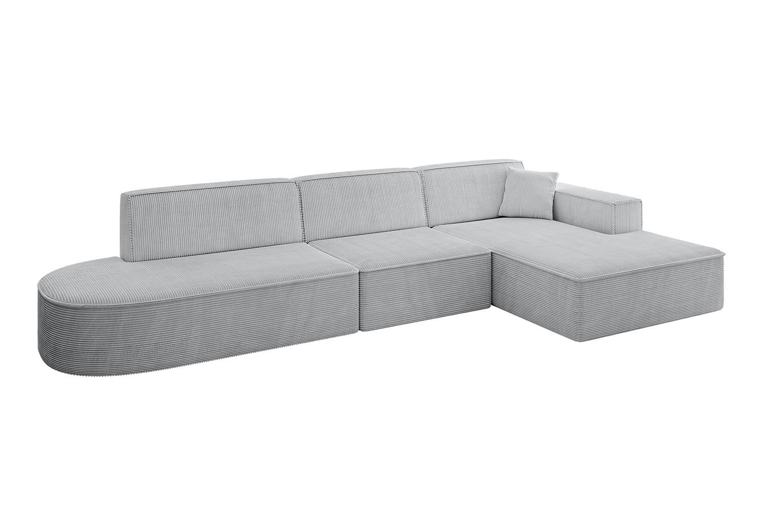 ECKSOFA Ottomane Rechts IREA-L2-v4 - 327x165x77 cm Grau - Grau, Holzwerkstoff/Textil (327/165cm) - ALTDECOR