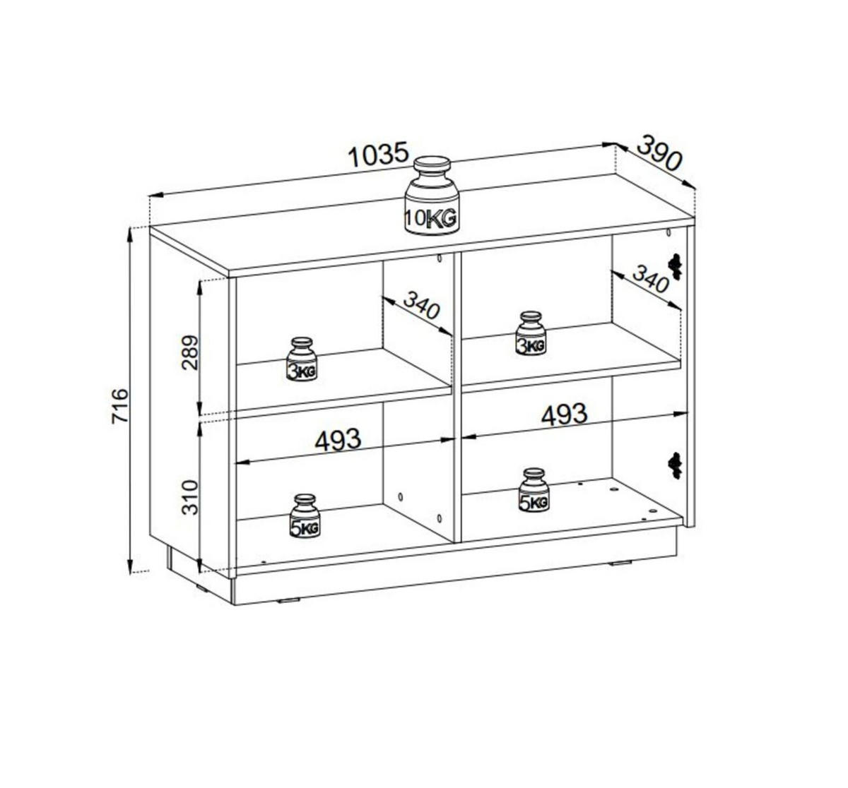 KOMMODE - Kommode Delu K104 - Weiß - Weiß, Holzwerkstoff (104/72/39cm) - Möblo