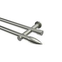 GARDINENSTANGE Platon Samanto 540 cm (geteilt in 3 x 180 cm), 2-läufig (ohne Ringe), 20 mm Ø Edelstahl-Optik - Edelstahlfarben, Metall (540cm) - INTERDECO