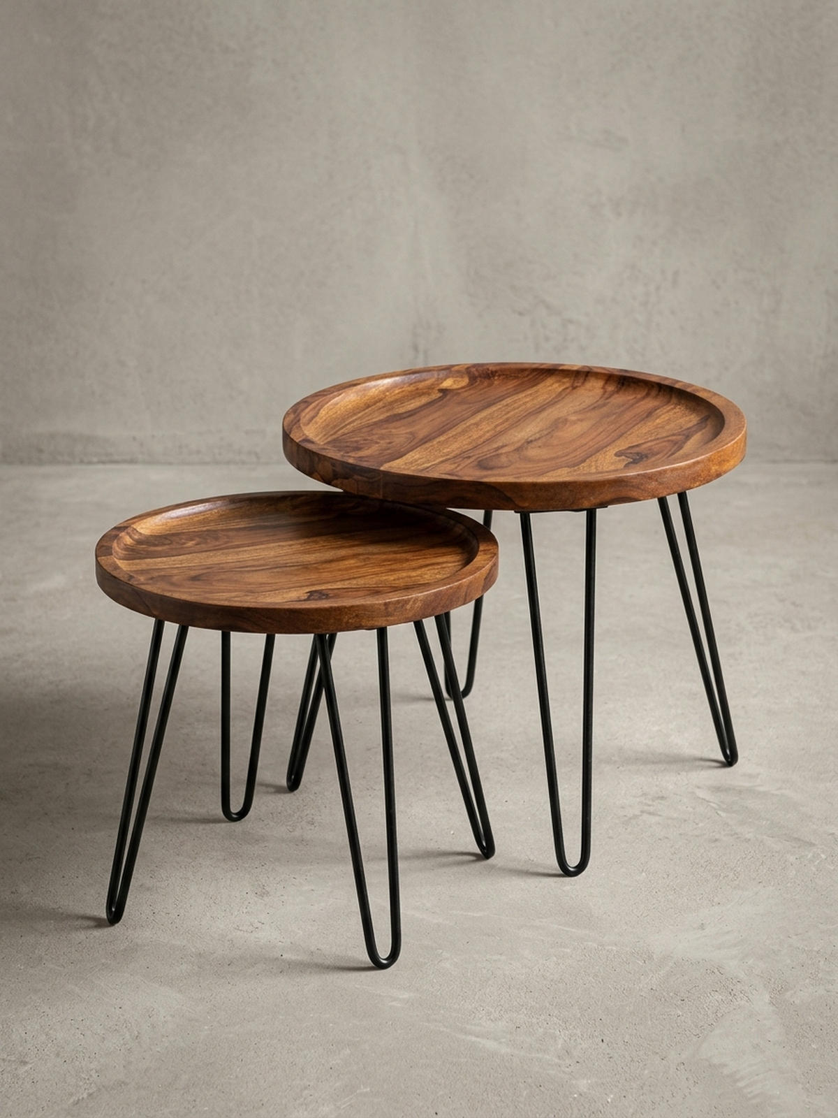 COUCHTISCH in Braun, Sheeshamholz mit Haarnadelbeinen, Modernes Design - Schwarz/Braun, Holz/Metall (41/45/40cm) - KADIMA DESIGN