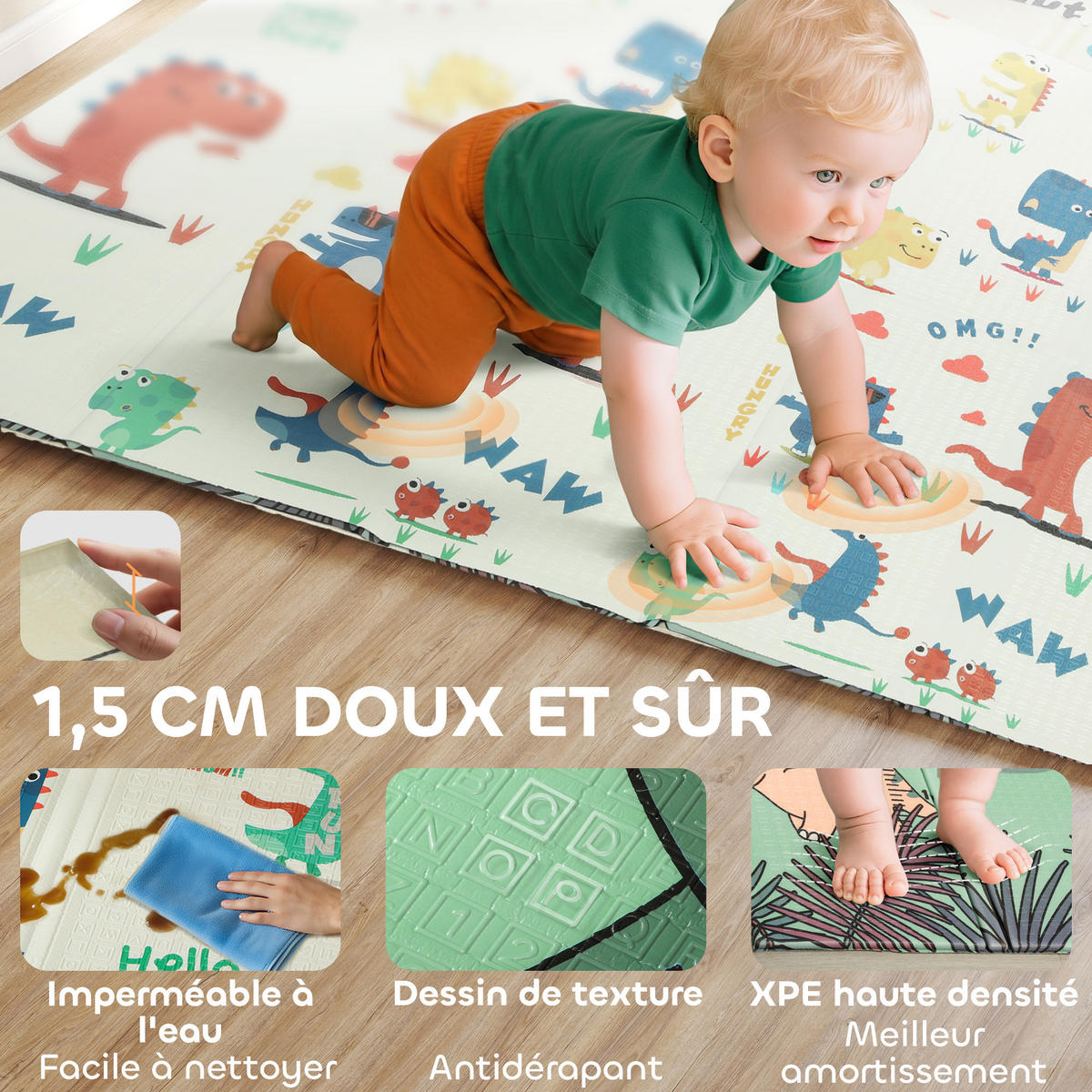 SPIELMATTE DE-18928 faltbarer Laufstall, 196x176 cm Multicolor - Multicolor, Kunststoff (176/196cm) - ComfortXL