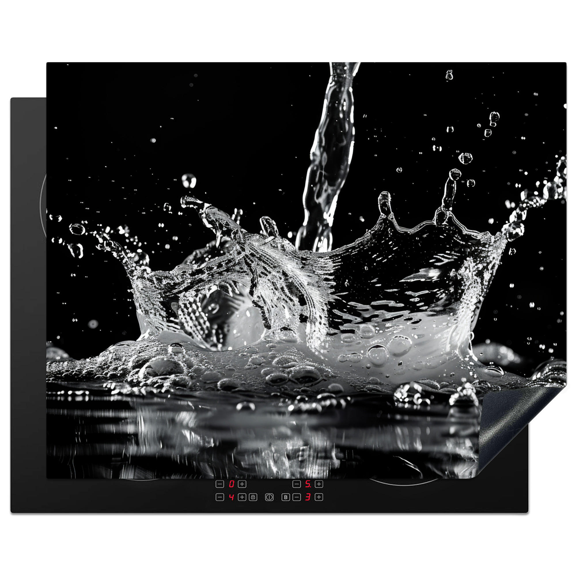 ZAŠČITA ZA INDUKCIJSKO PLOŠČO Voda 65x52 cm cm - črna, umetna masa (65/52/0.2cm) - MuchoWow