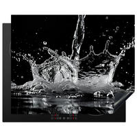 HERDABDECKPLATTE Wasser - Spritzwasser - Schwarz Herdabdeckung Induktionsfeld 65x52 cm - Schwarz, Kunststoff (65/52/0.2cm) - MuchoWow