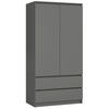 KLEIDERSCHRANK Graphitgrau 180x90x51 cm - Graphitfarben, Holzwerkstoff (90/180/51cm) - Akord