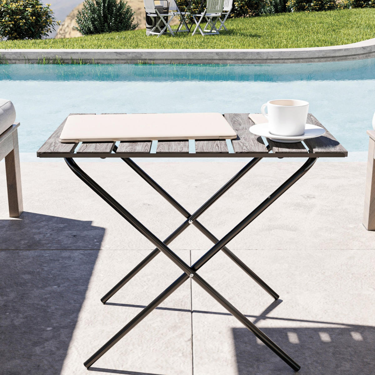 KLAPPTISCH Cavallino - Grau, Holz/Metall (40/60/57cm) - [en.casa]