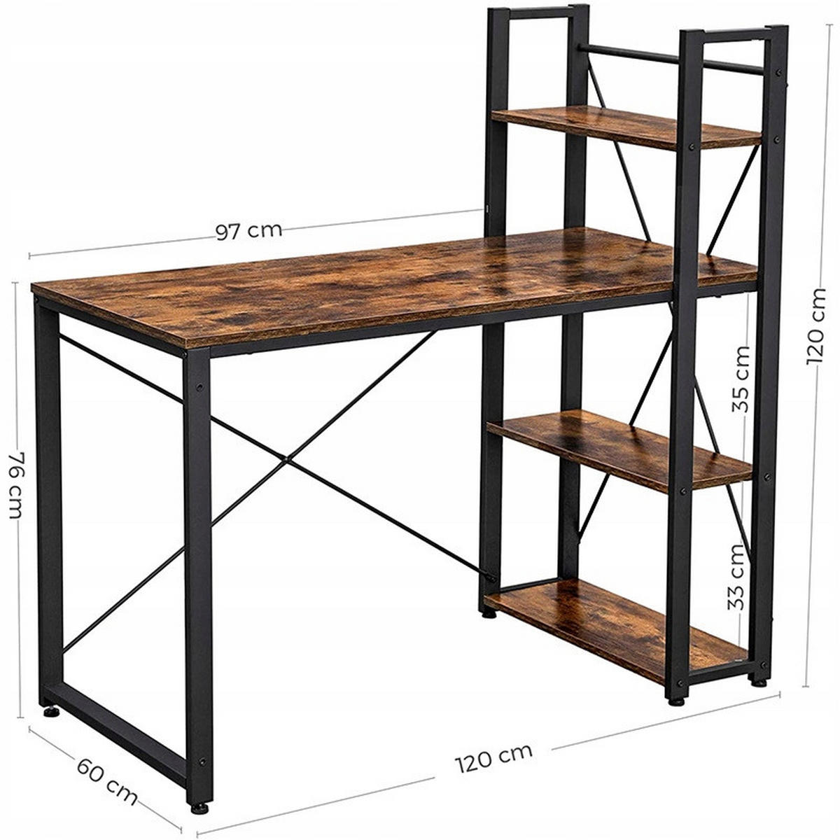 SCHREIBTISCH, braun 120x120x60cm - Braun, Holzwerkstoff (60/120/120cm)
