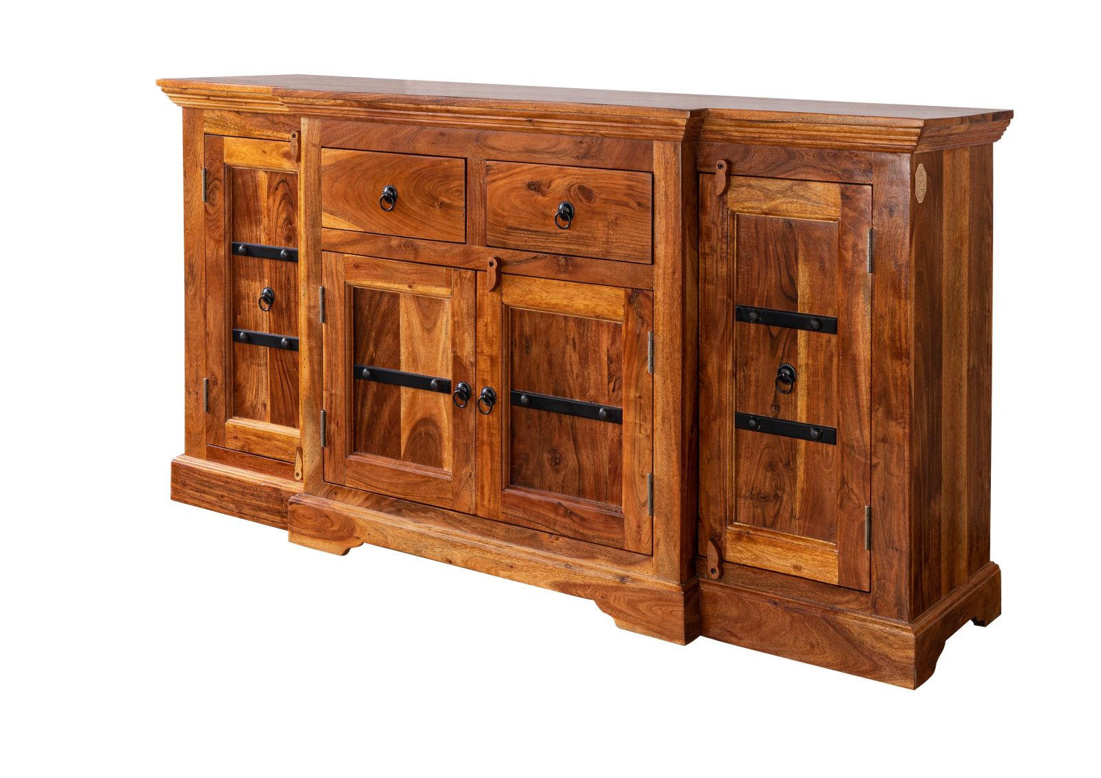 SIDEBOARD Akazie 160x45x85 honig lackiert OXFORD #0902 - Braun, Holz (160/85/45cm) - Massivmoebel24