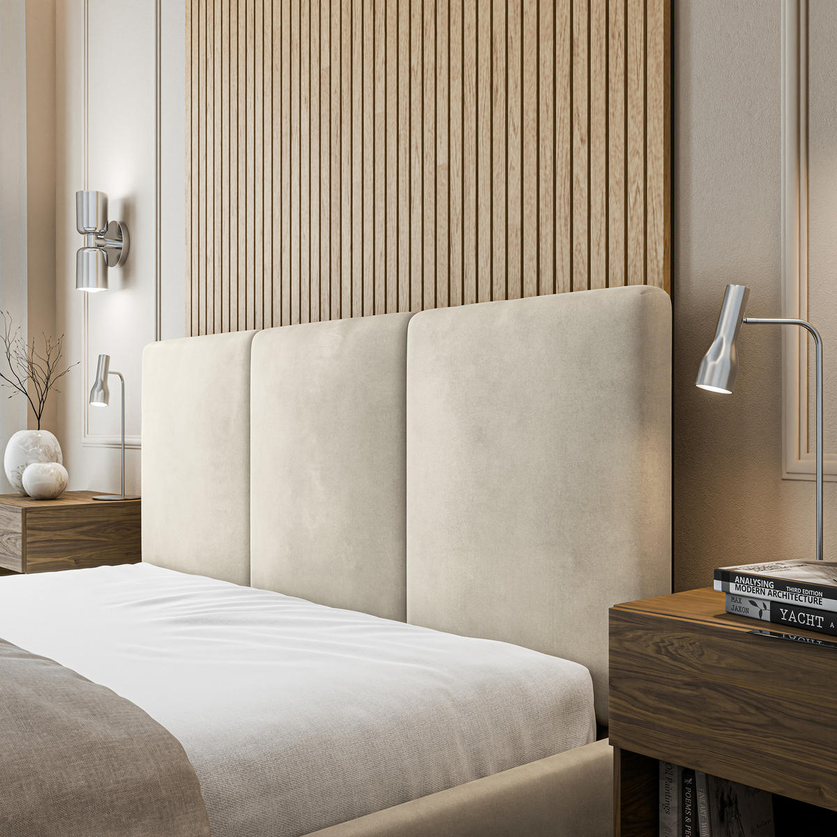 ČALOUNĚNÁ Postel AZURI 160x200 cm Béžová - béžová, kompozitní dřevo/textil (160/200cm) - MASSENO