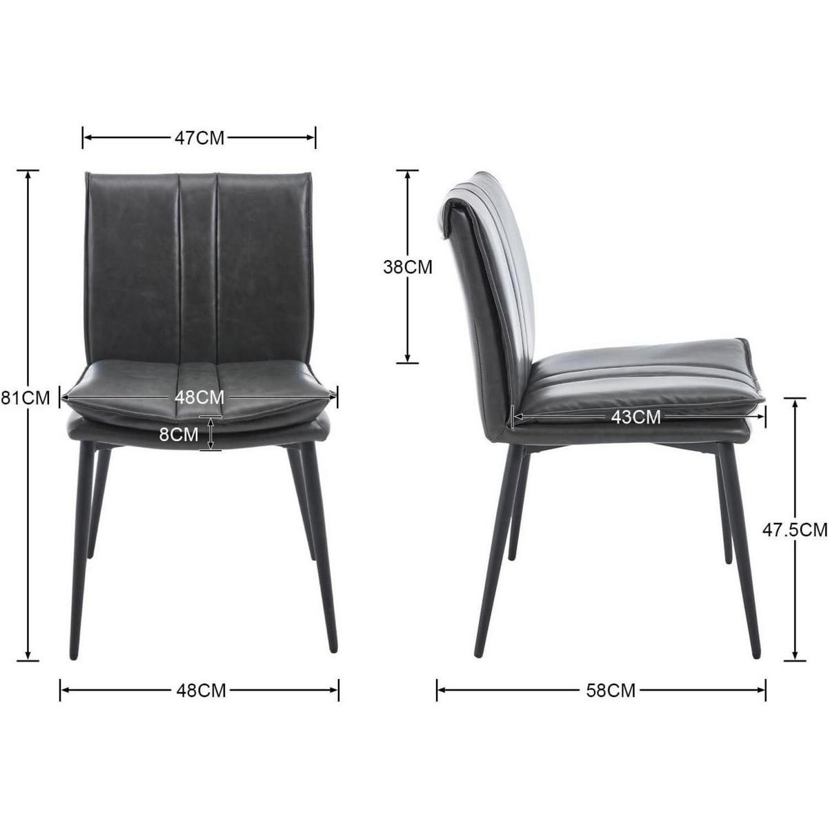 ESSZIMMERSTÜHLE 4er Set Polsterstuhl PU-Kunstleder Grau - Grau, Kunststoff (58/80/49cm)