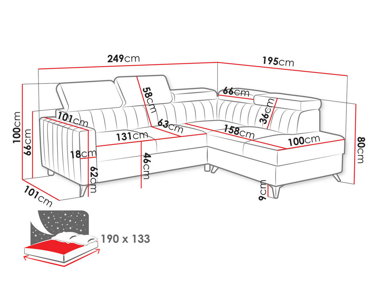 ECKSOFA Milano 2RRLXP, Seite: Links LXP+R+2R - Blau, Holz/Textil (249/195cm) - MIRJAN24