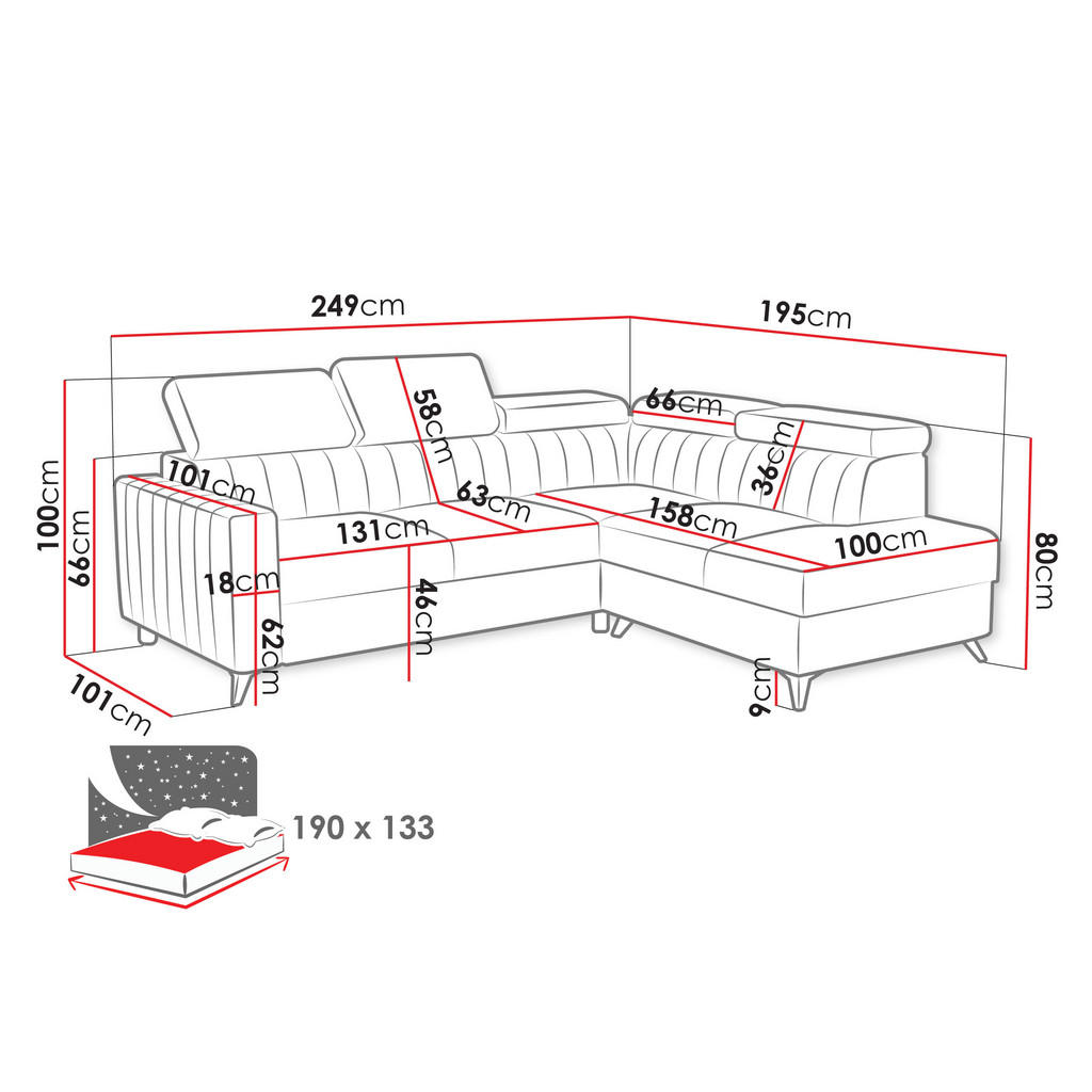 Thumbnail - Mirjan24 Ecksofa, Beige, Textil, Kiefer, Ottomane links,L-Form, 249x195 cm, Wohnzimmer, Sofas & Couches, Wohnlandschafte...