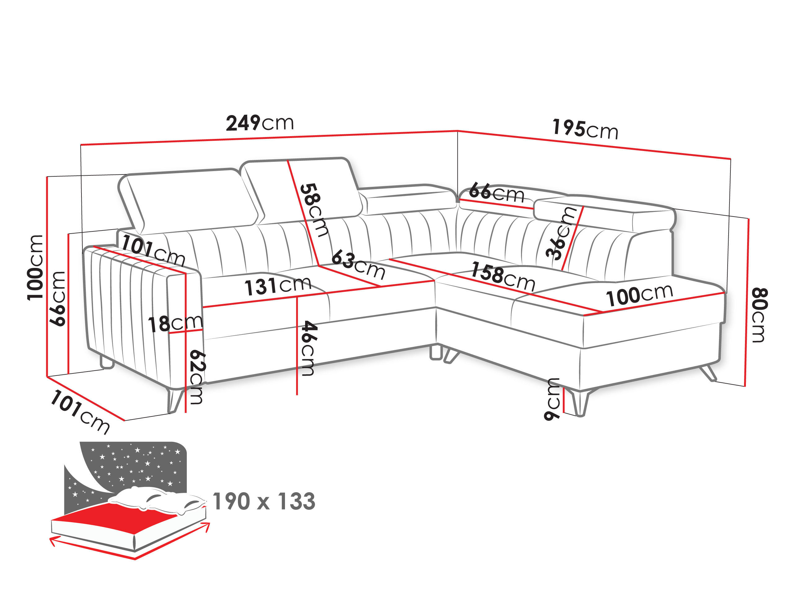 Thumbnail - Mirjan24 Ecksofa, Graphit, Textil, Kiefer, Ottomane links,L-Form, 249x195 cm, Wohnzimmer, Sofas & Couches, Wohnlandschaf...