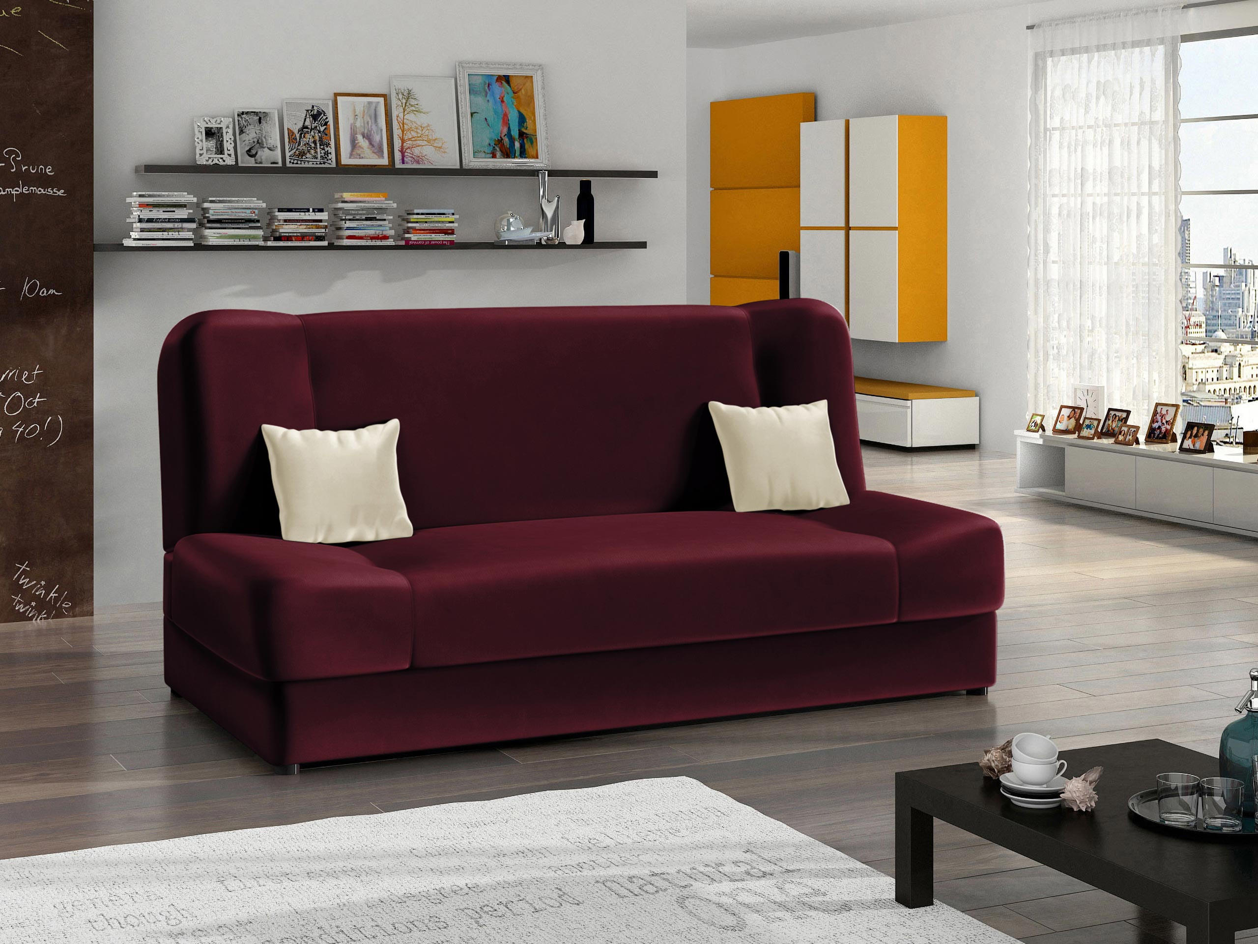 SCHLAFSOFA Jonas - Violett, Holz/Textil (195/86/87cm)