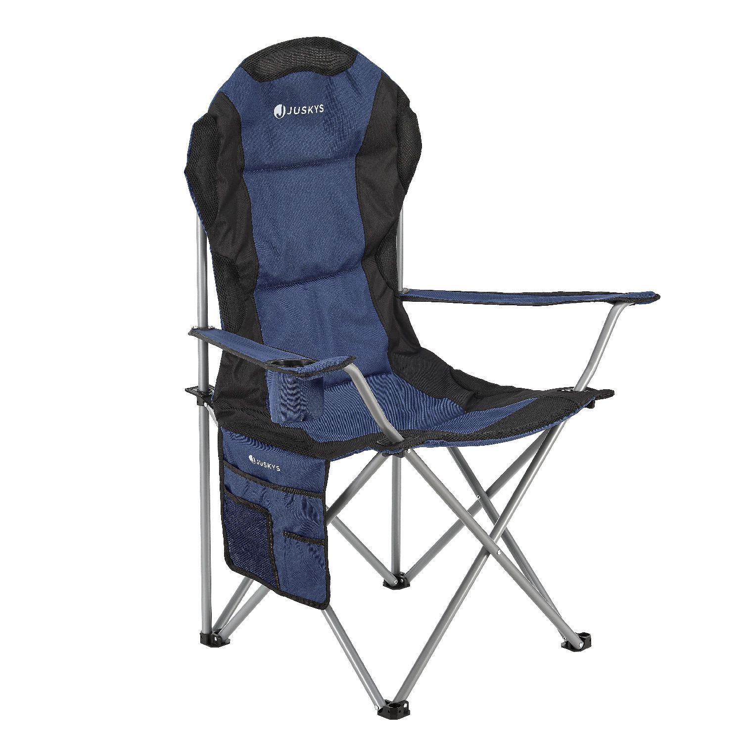 CAMPINGSTUHL Lido dunkelblau mit Flaschenhalterung & Tragetasche - Blau, Textil (62/102/62cm) - Juskys