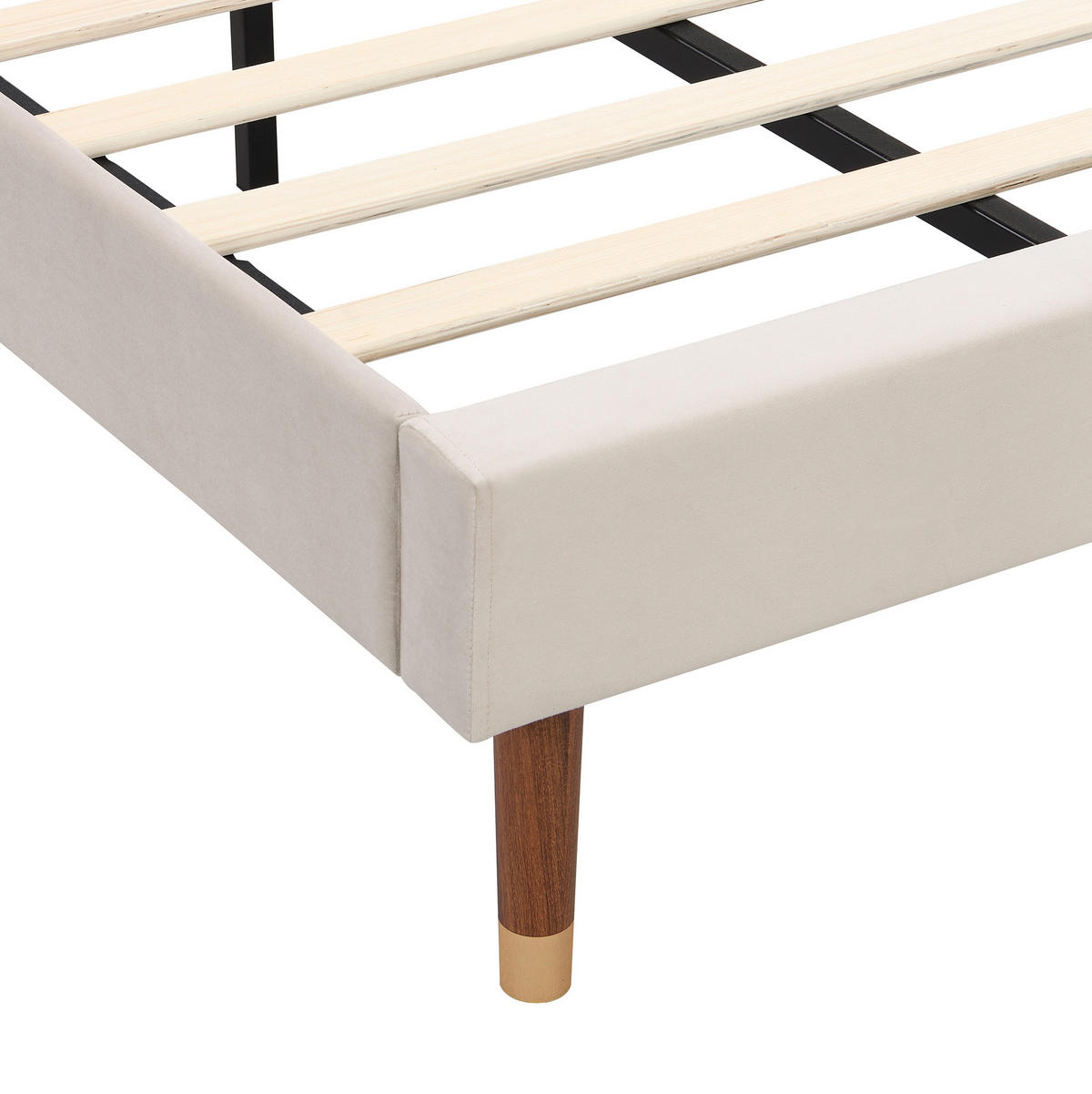 POLSTERBETT 90/200 cm Beige aus Samt mit Lattenrost - Beige, Textil (90/200cm) - OKMYHOME