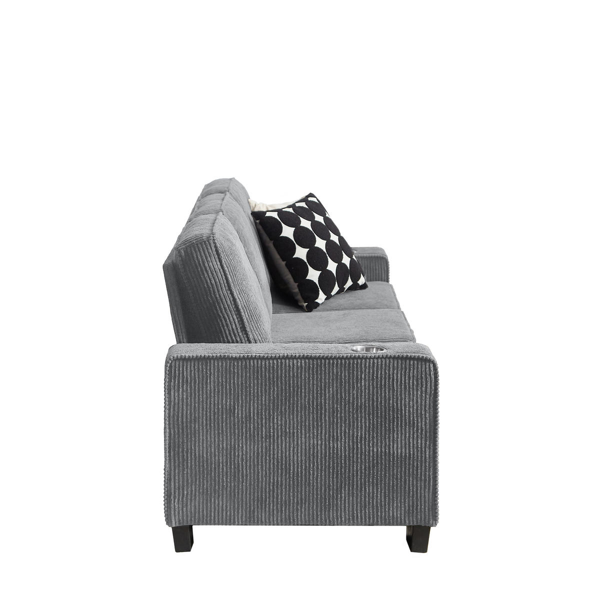 3-SITZER-SOFA DE-35029 mit Getränkehaltern Grau - Grau, Textil (72/86/206cm) - ComfortXL