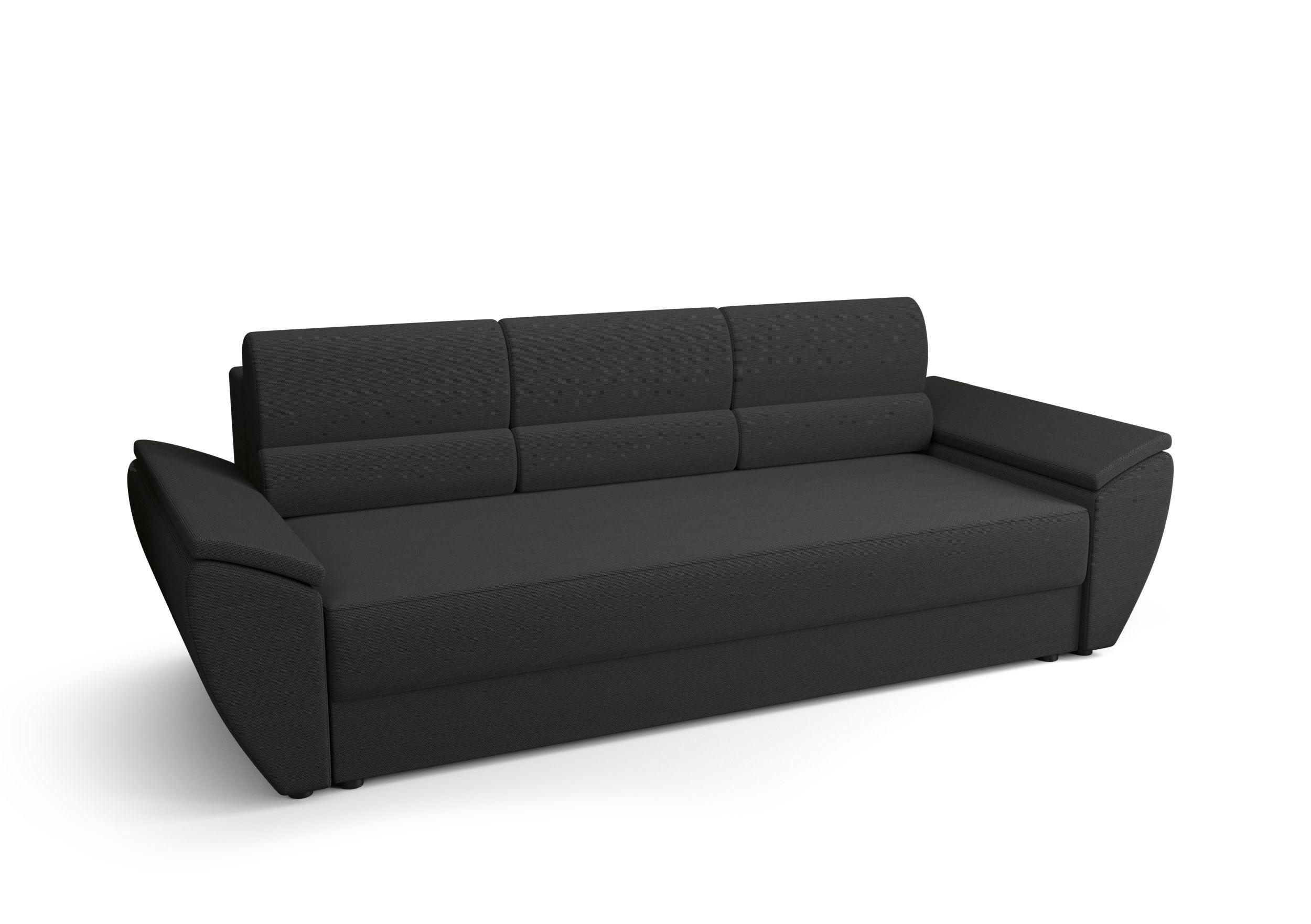 SOFA REBI BIS mit Schlaffunktion RAINBOW 27 mit Stauraum - Grau, Textil (80/78/240cm) - Bedante