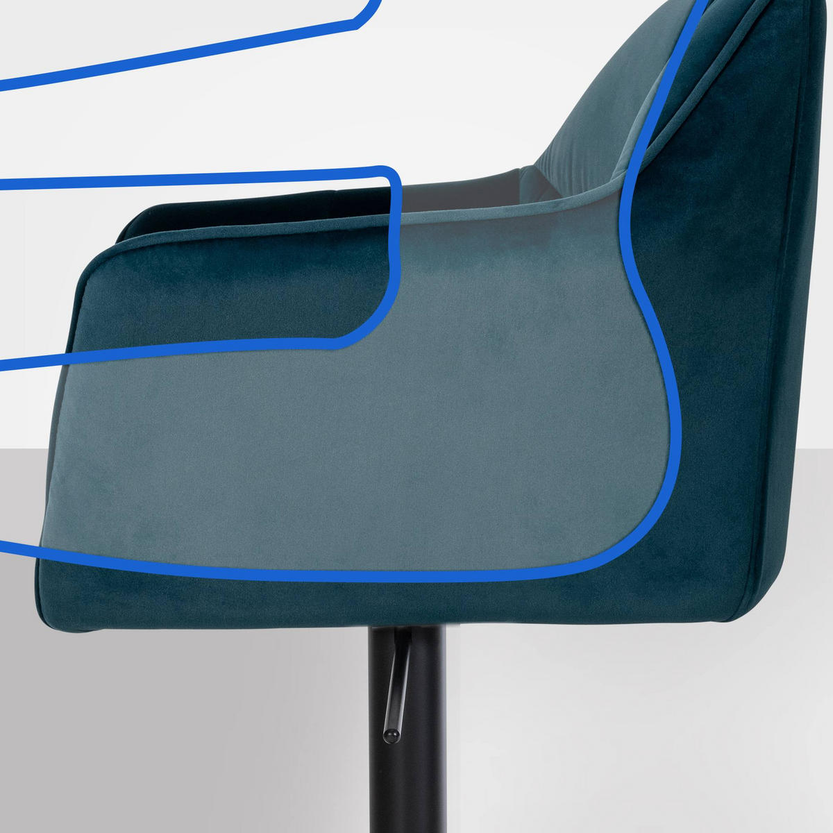 BARHOCKER Samt Grün - Schwarz/Grün, Textil/Metall (64/88/45cm) - CLP