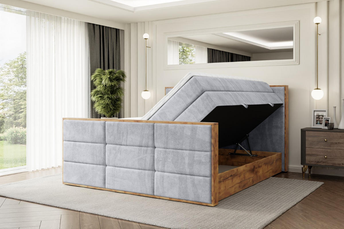 BOXSPRINGBETT mit Matratze H3|H4 und Lattenrost - LOLLI1-Z KING-160x200 - Grau Monolith - Grau, Holzwerkstoff (160/200cm) - ALTDECOR