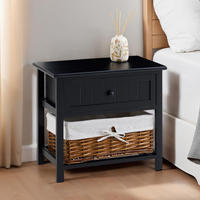 NACHTTISCH AKURE - Schwarz, Holz (50/46/31cm) - IDIMEX