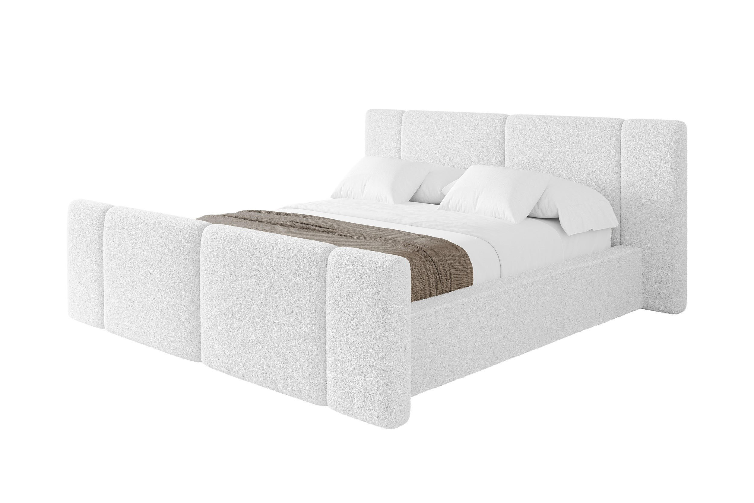 POLSTERBETT mit Bettkasten, Fußteil und Lattenrost, Boxbett ohne Matratze - RIVO-Z 180x200 Weiß - Weiß, Holzwerkstoff/Textil (180/200cm) - ALTDECOR