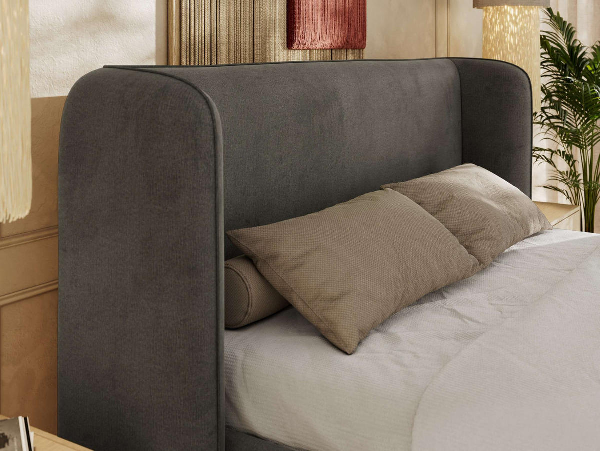 POLSTERBETT EMORA CLASSIC 140/200 - Dunkelgrau Velvet - Multipocket-Matratze - Dunkelgrau, Textil (140/200cm) - MKS