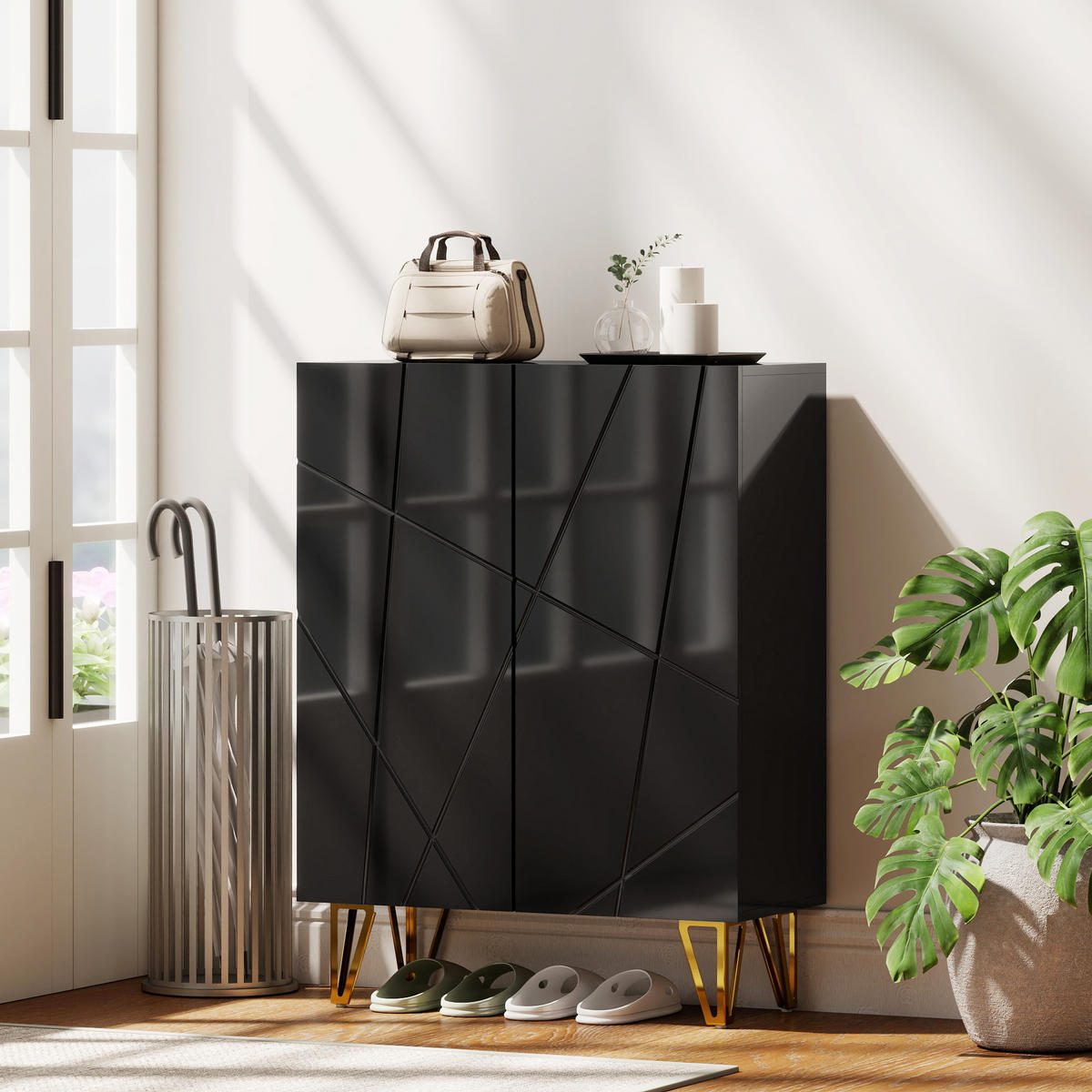 SCHUHSCHRANK Schwarz 31.5/72.0/95.0 cm - Schwarz, Holzwerkstoff (72/95/31.5cm)