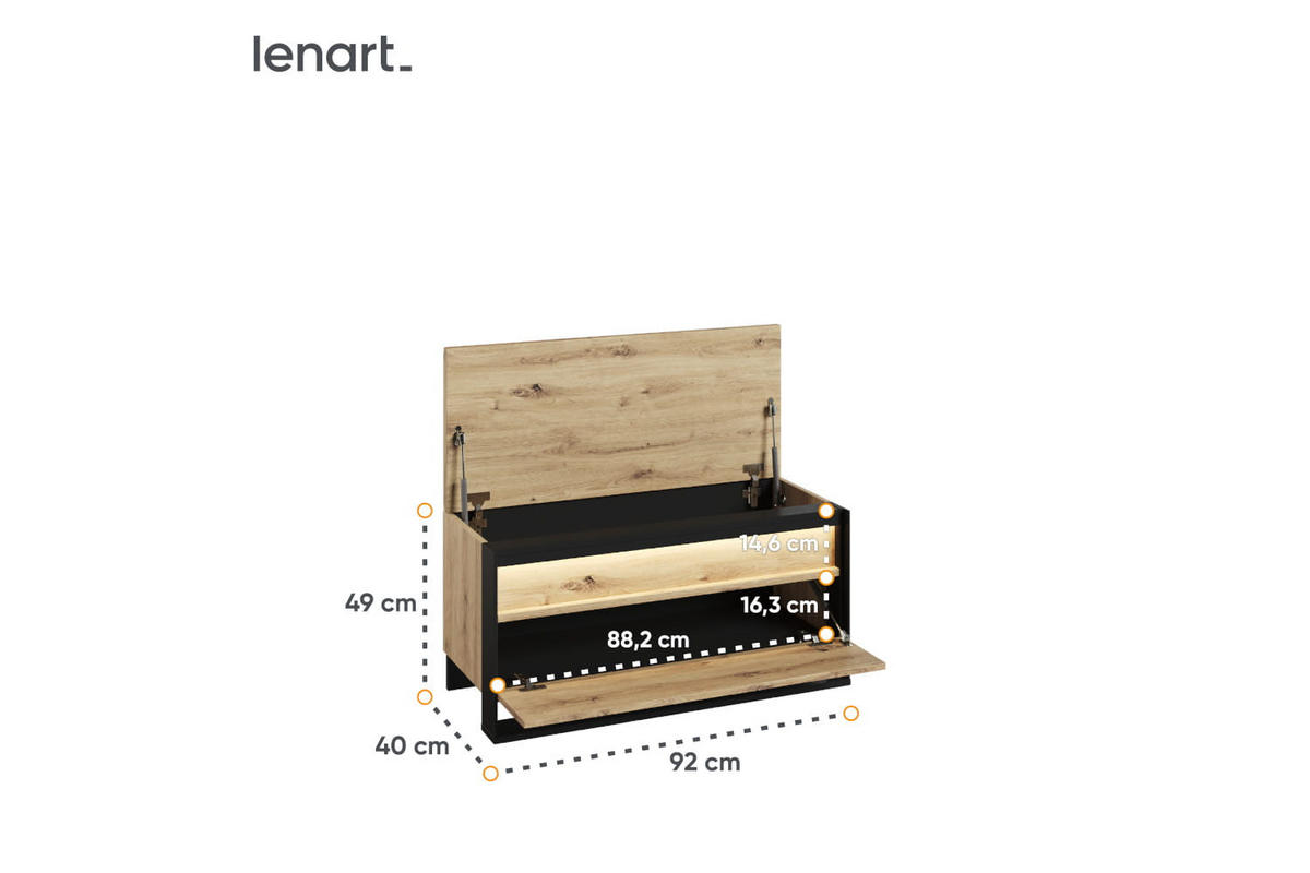 GARDEROBE Quant 6 - Schwarz/Eiche Artisan, Holzwerkstoff (152/249/40cm) - Meblini