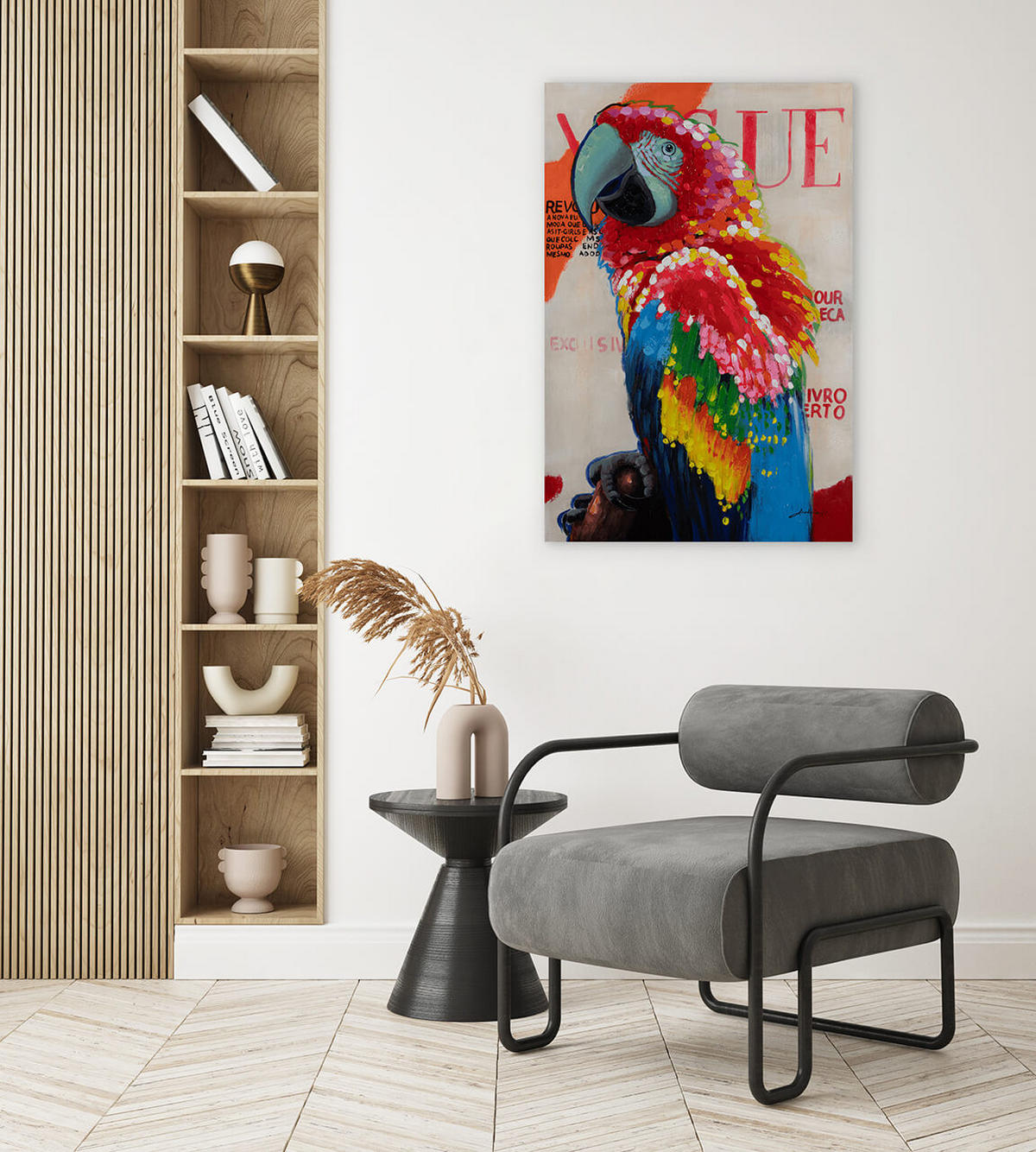 RUČNE MAĽOVANÝ AKRYLOVÝ OBRAZ 60/90 cm, viacfarebný, abstraktný dekoratívny motív - viacfarebná, drevo/textil (60/90cm) - KUNSTLOFT
