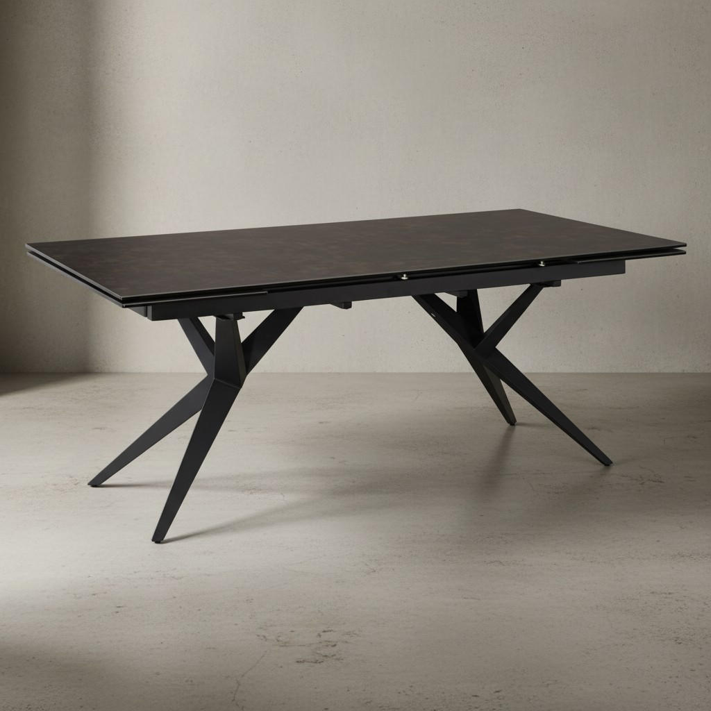 ESSTISCH Ausziehbar Keramik Glas Marmoroptik Groß, Schwarz 180x95x76 cm - Schwarz, Keramik/Metall (95/180/76cm) - KADIMA DESIGN