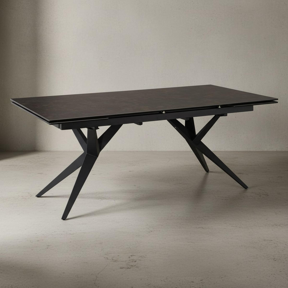 ESSTISCH Ausziehbar Keramik Glas Marmoroptik Groß, Schwarz 180x95x76 cm - Schwarz, Keramik/Metall (95/180/76cm) - KADIMA DESIGN