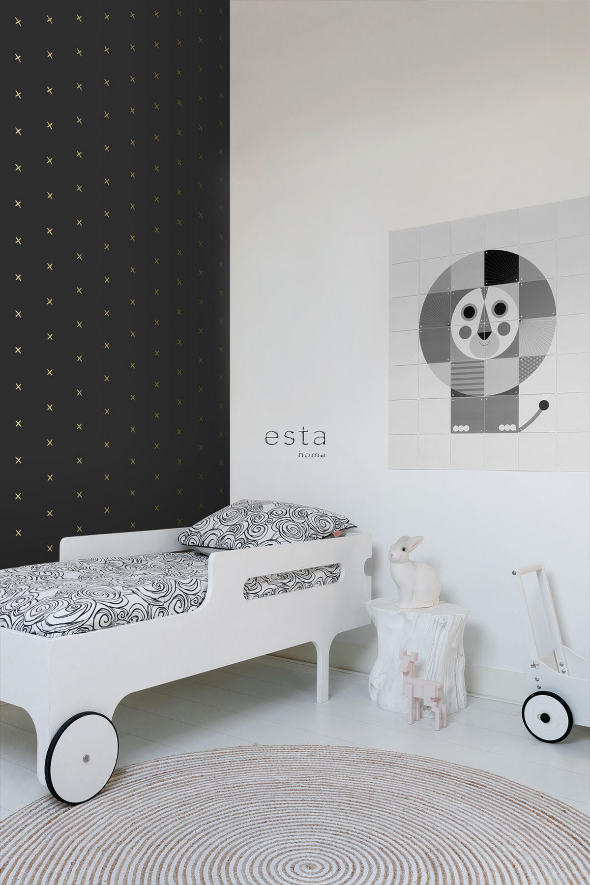 TAPETE grafisches Motiv 53 cm x 10.05 m - Schwarz, Papier (53/1000cm) - ESTAhome