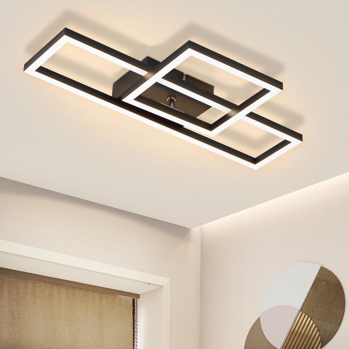 LED-DECKENLEUCHTE Maiden 20/42/7cm - Schwarz, Metall (42/20/7cm) - Nettlife