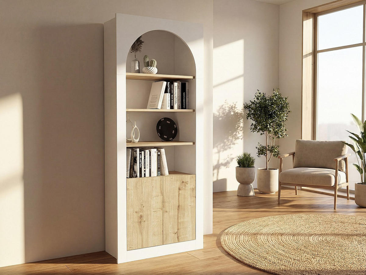 BÜCHERREGAL - 74 cm x 35 cm - holz - naturfarben hell, weiß Cymora - Naturfarben/Weiß, Holz (74/180/35cm) - Vente-Unique