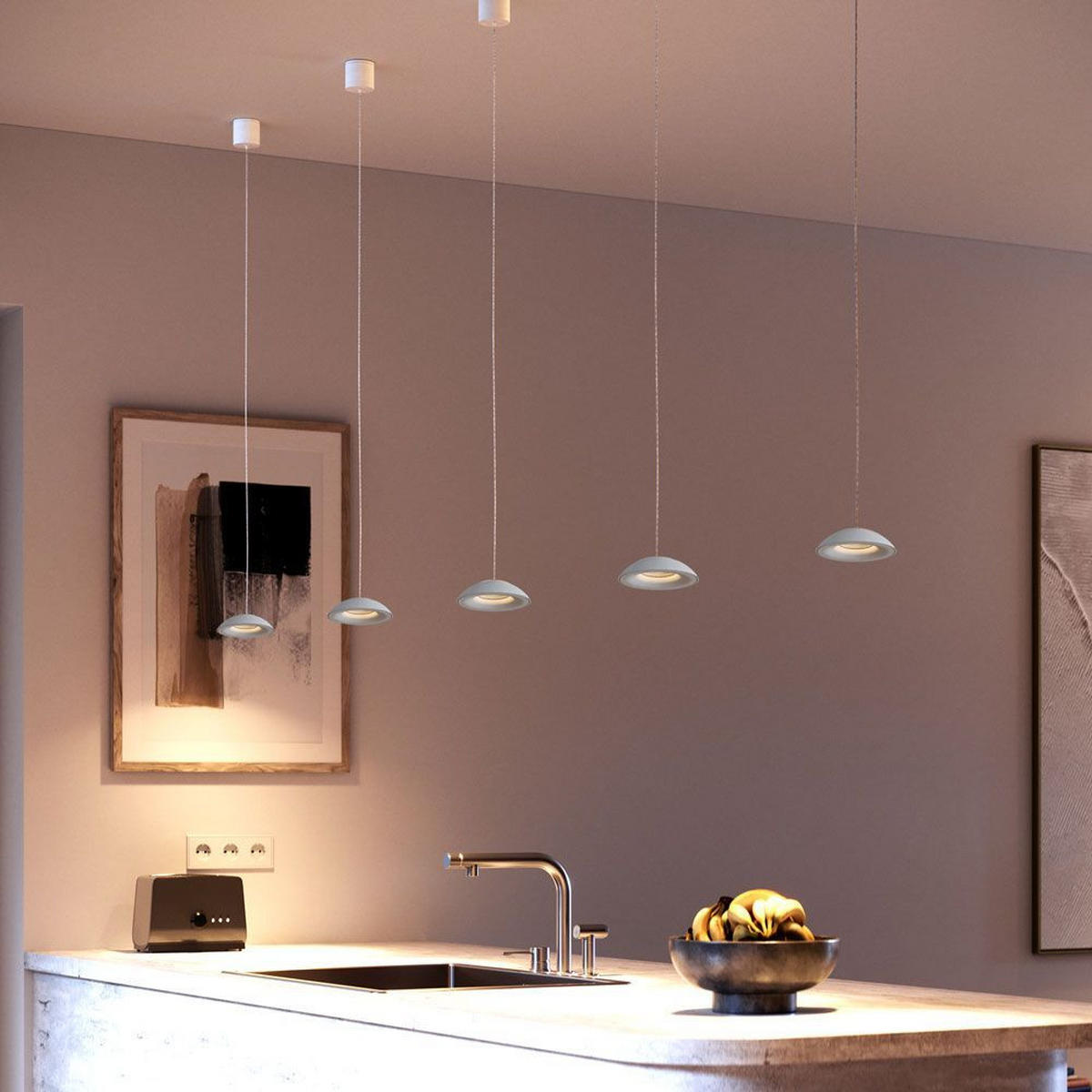 LED-HÄNGELEUCHTE Santa Air 5-flammig Weiß - Weiß, Metall (11/11/3.2cm) - s.luce