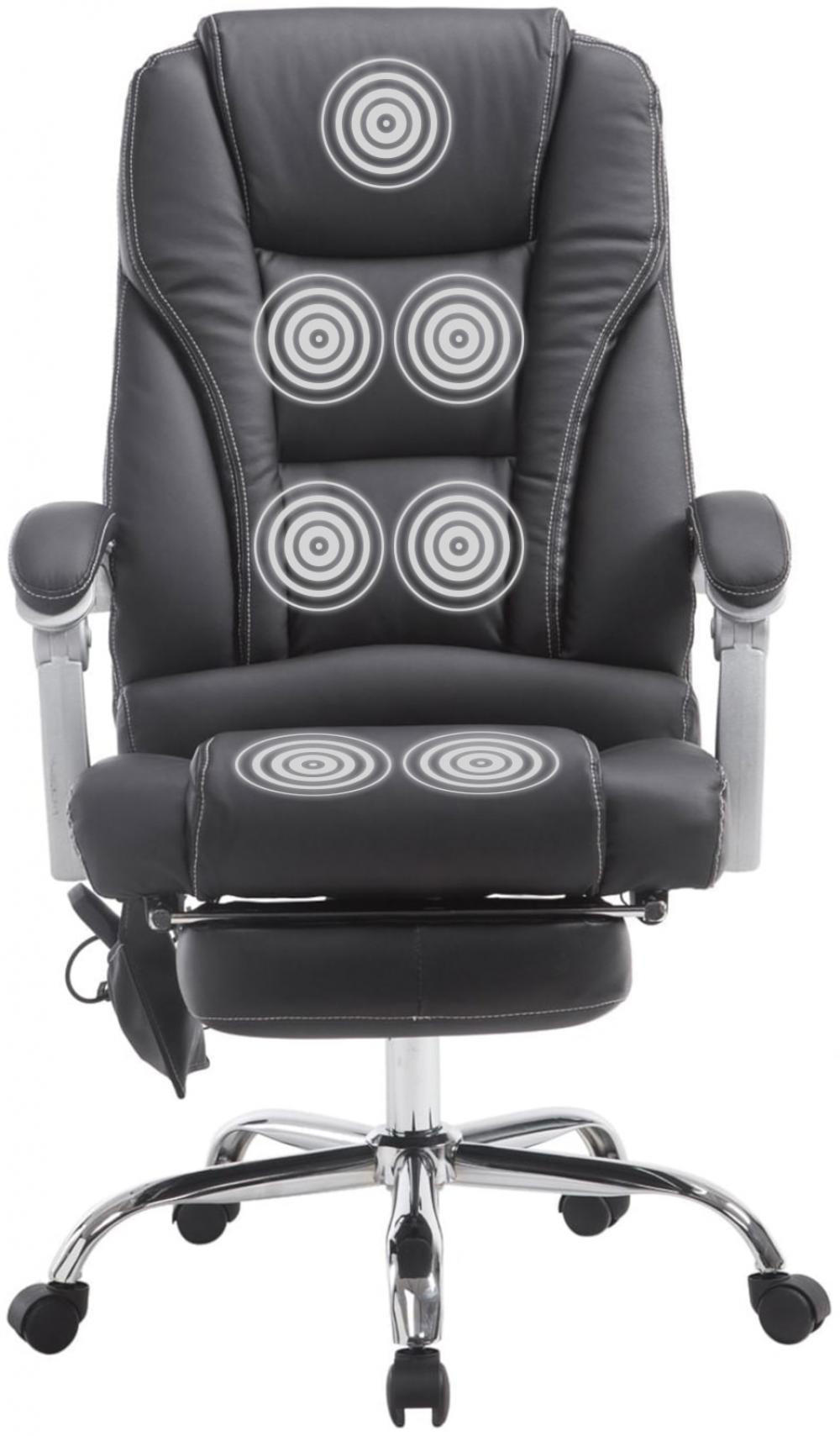 CHEFSESSEL Lederlook schwarz - Chromfarben/Schwarz, Textil/Metall (68/118/64cm) - CLP