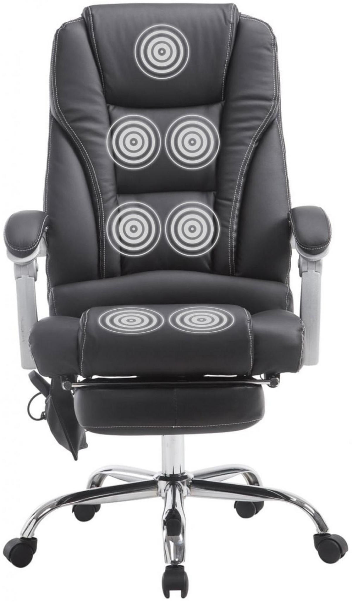 CHEFSESSEL Lederlook schwarz - Chromfarben/Schwarz, Textil/Metall (68/118/64cm) - CLP