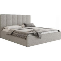POLSTERBETT Amira Slim mit Bettkasten, Grau Boucle 140x200 cm - Birkefarben/Hellgrau, Holz/Holzwerkstoff (140/200cm) - WFL GROUP