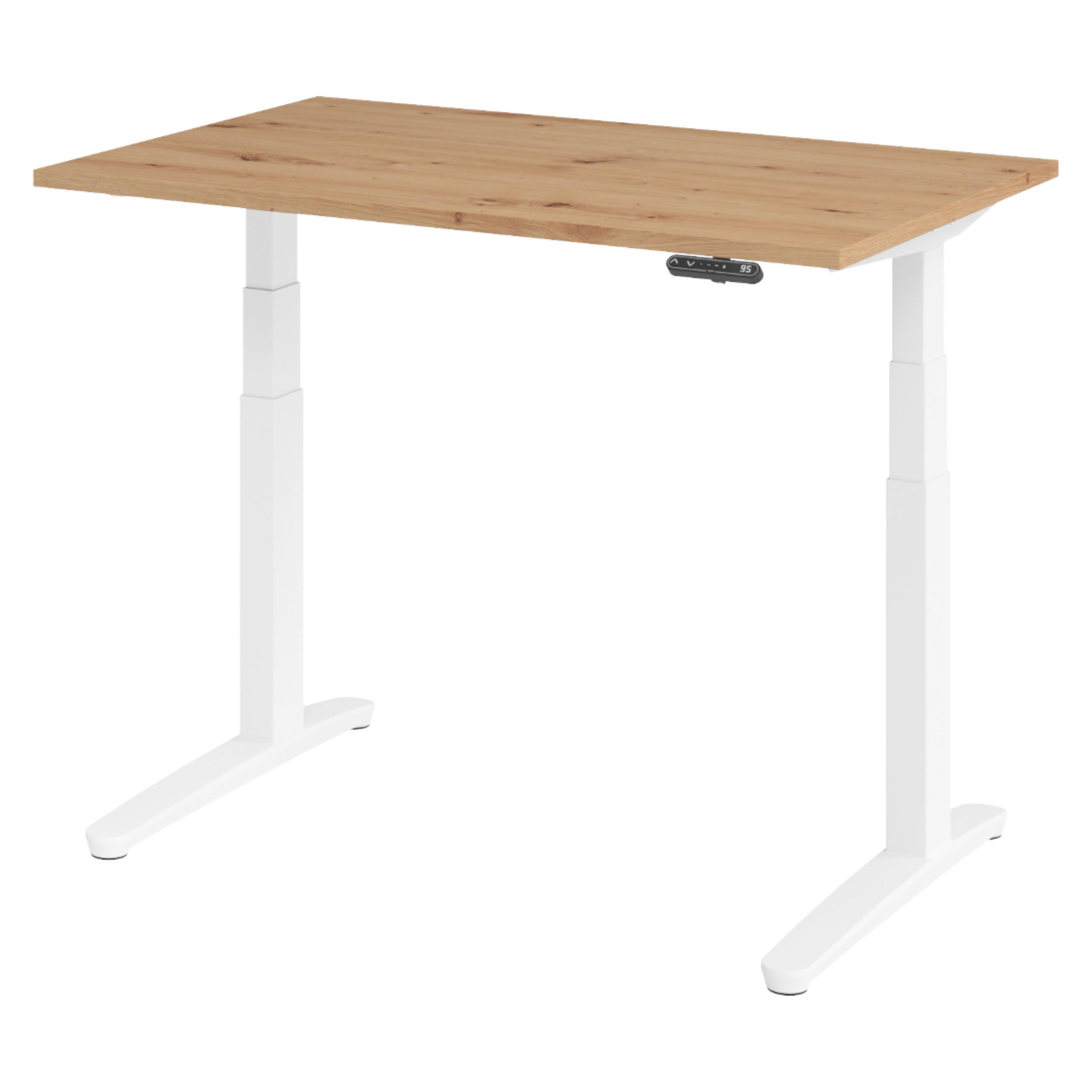 bümö Schreibtisch Wildeiche, Weiß 120x74x80 cm