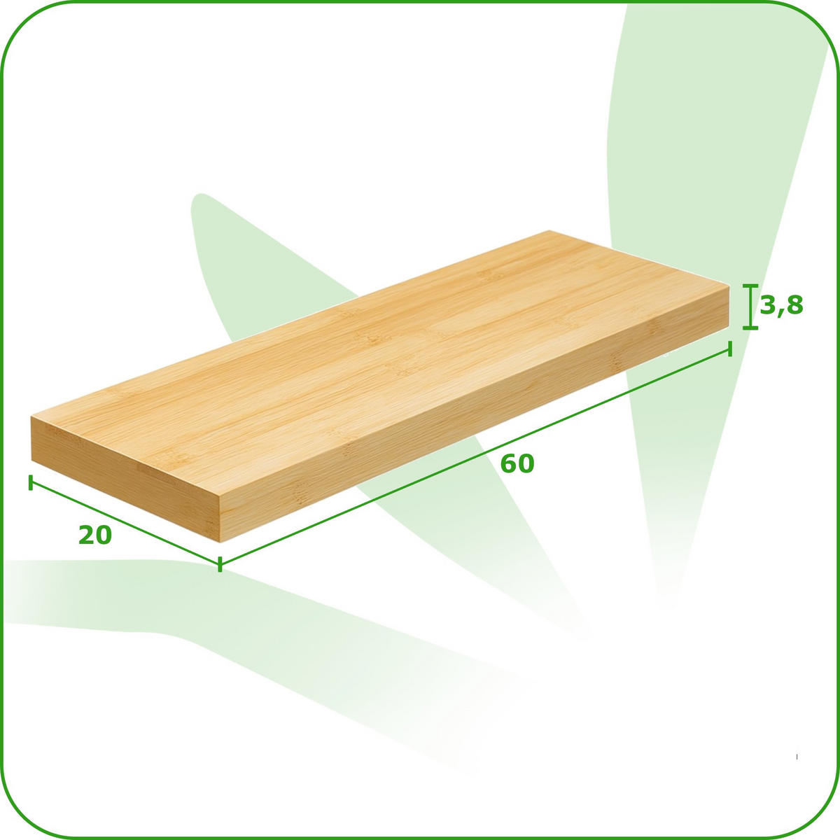 WANDREGAL Bambusoptik Naturfarben 2er Set 60x20x4 cm - Naturfarben, Holzwerkstoff/Metall (60/3.8/20cm) - Begryf