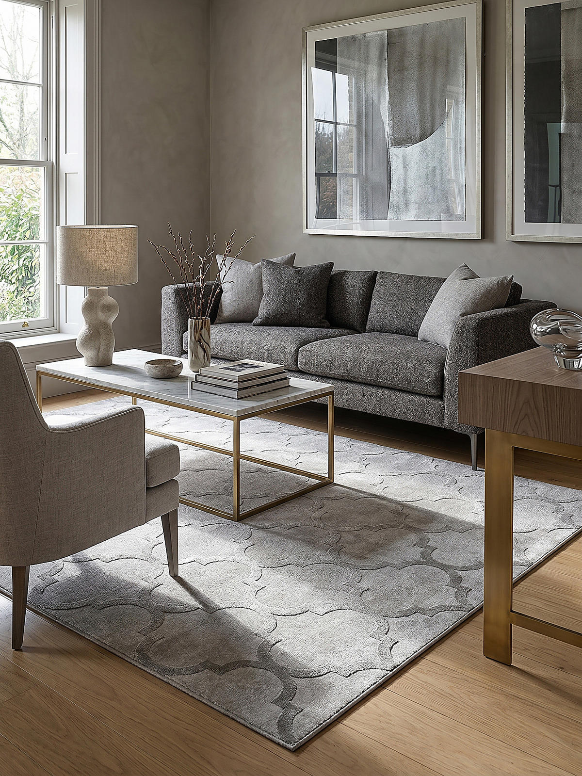 KURZFLORTEPPICH Orientalisch ERESMA Polyester Grau 160 x 230 cm - Grau, Textil (160/230cm) - KADIMA DESIGN