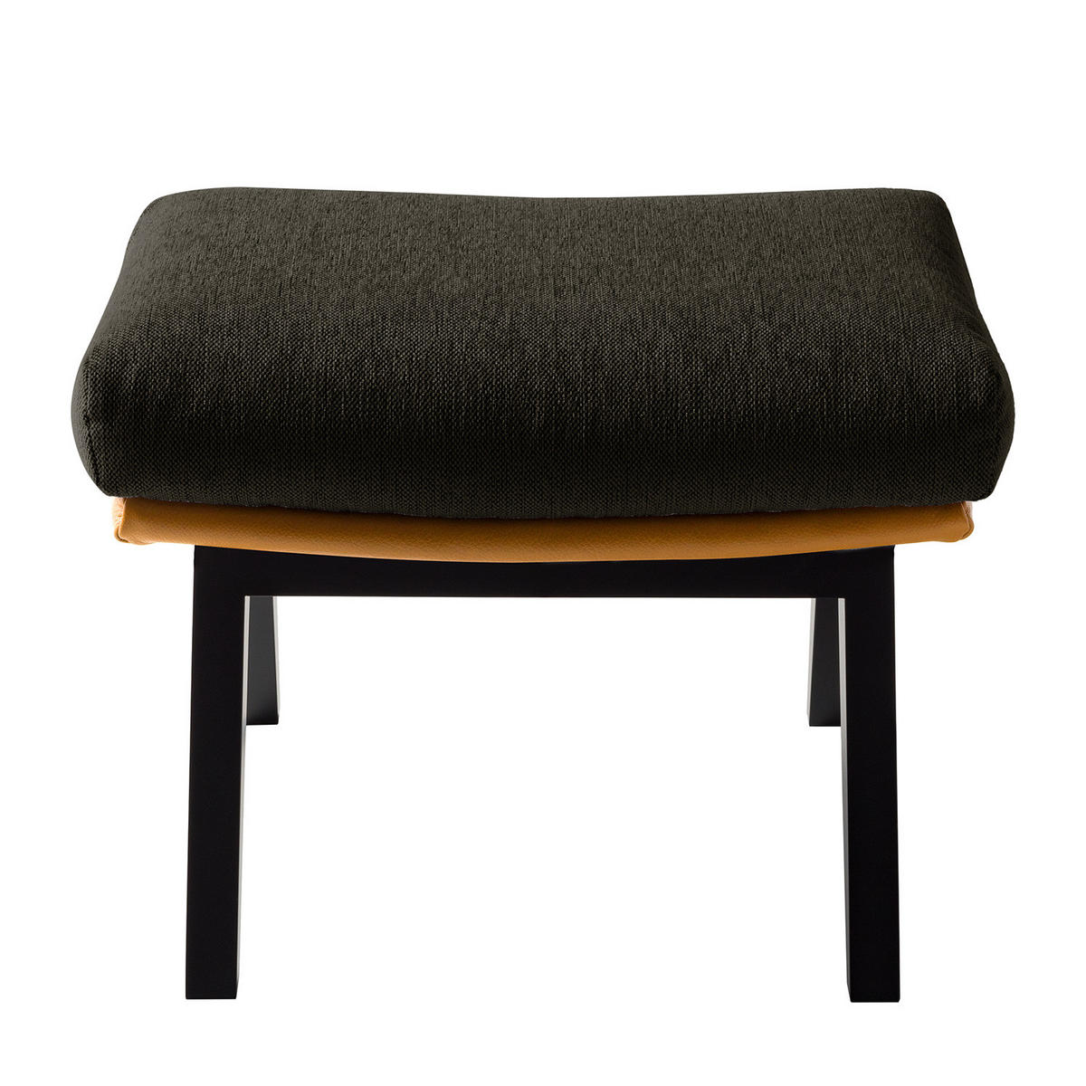 HOCKER mit Holzfüßen - Schwarz/Braun, Birkenholz/Textil (54/41/41cm) - home24