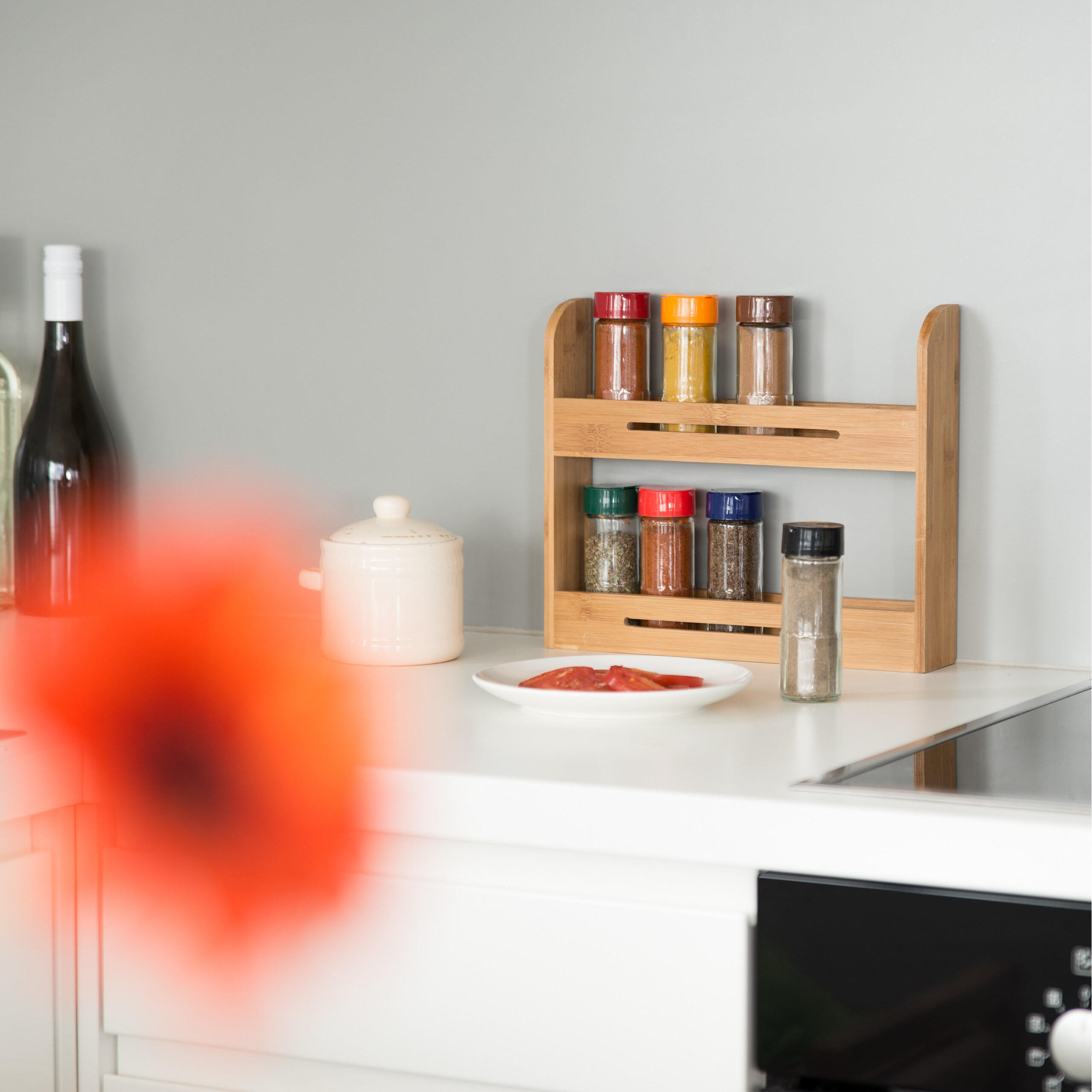 GEWÜRZREGAL - Hellbraun, Holz (31/26/6cm) - Relaxdays