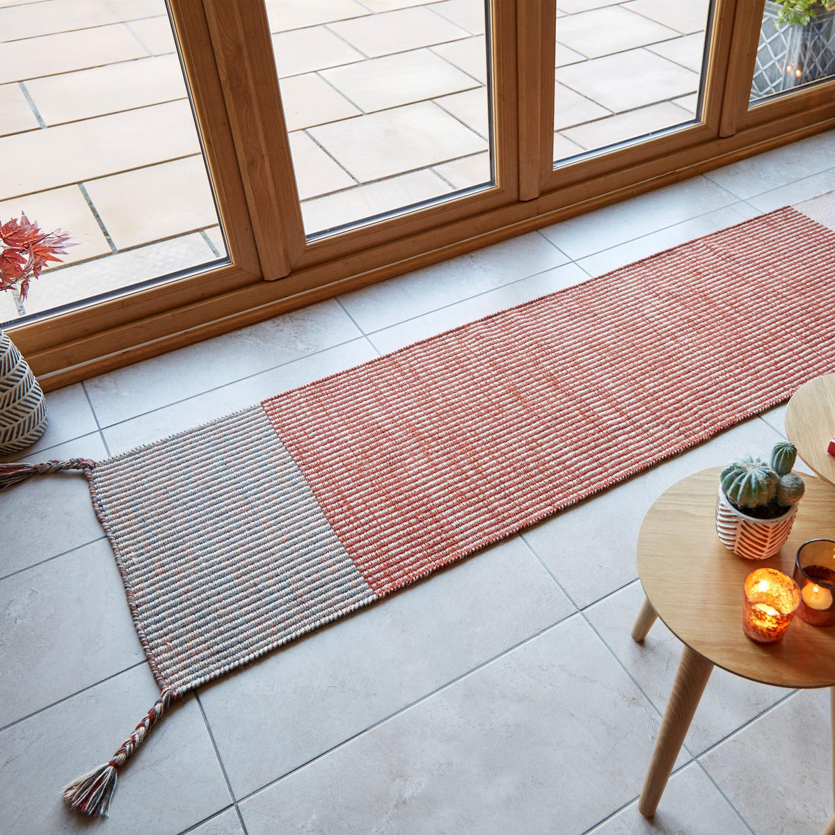 TEPPICH Kurzflor Streifen, Wohnzimmer schmutzabweisend Rot Läufer 60x200 - Rot, Textil (60/200cm) - KADIMA DESIGN