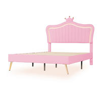 KINDERBETT 140/200 cm mit LED-Beleuchtung, verstellbarem Kopfteil und Lattenrost in Muschelform, Rosa/Weiß - Pink, Textil (140/200cm) - Redom